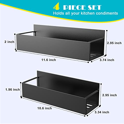 Realinn Magnetic Spice Rack Organizer, [4 Pack] Moveable Fridge Spice Shelves, Space Saver For Refrigerator And Microwave Oven, Metal Refrigerator Shelf, Black #TOP4