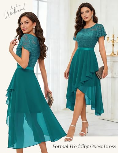 Image of Wedtrend Women's Formal Wedding Guest Dress Ruffle Bridesmaid Dress Flutter Sleeve Prom Dresses for Teens