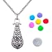 Antique Silver-tone Locket Pendant Aromatherapy Essential Oil Diffuser Necklace With 30" Stainless Steel Chain (Teardrop Locket Pendant)