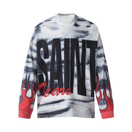 Saint Vintage Long Sleeve Crewneck Graphic Tee Casual Streetwear
