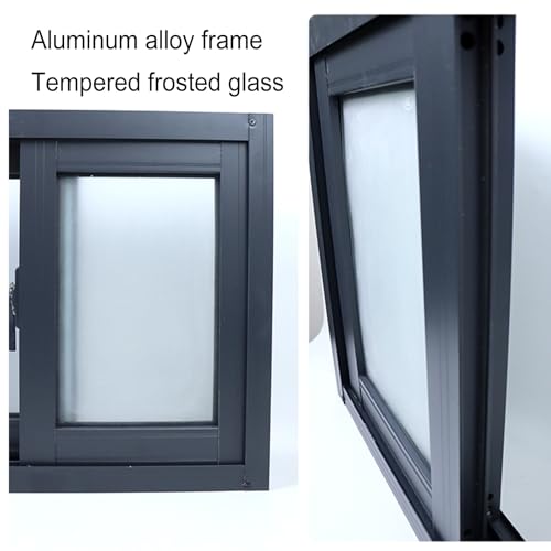 Ventana corrediza para sótano de aluminio gris con vidrio esmerilado templado y mosquitera 40x80 cm 6
