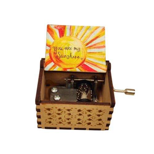 Image of Zesta Sunshine Wooden Musical Box Gift | Vintage Music Crank Mini Collectible for Girlfriend, Boyfriend, Husband, Wife | Unique Musical Gifts for Music Lovers | Classic Wooden Box