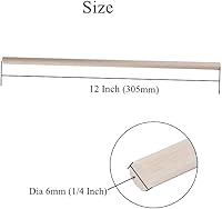 Vista 3 de Paquete de 30 varillas redondas de madera de 1/4 x 1/4 x 12 pulgadas, madera natural sin acabar, color madera natural sin terminar para Cricut