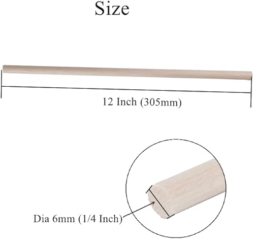 Miniatura 3 de Paquete de 30 varillas redondas de madera de 14 x 14 x 12 pulgadas, madera natural sin acabar, color madera natural sin terminar para Cricut, hacer