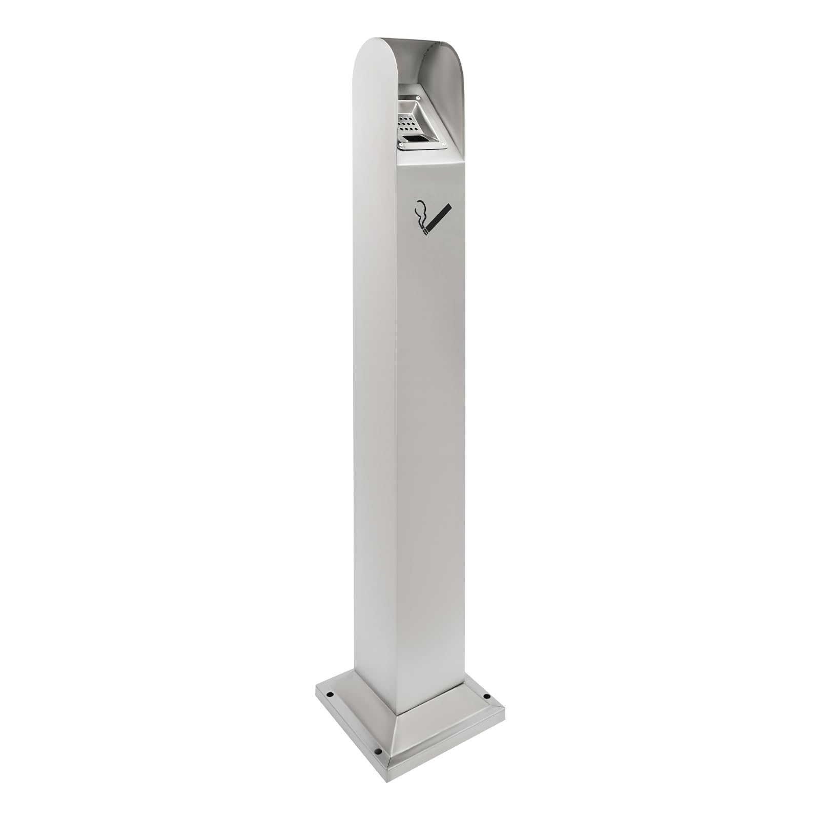 Cendrier sur pied - 24 x 24 x 110 cm - Cendrier à colonne avec seau intérieur et grille de fermeture, cendrier commercial pour intérieur et extérieur, restaurant, hôtel (argent)