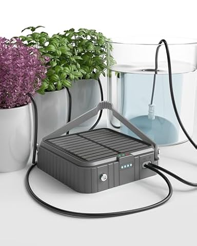 Solarny system nawadniania kropelkowego do ogrodu, automatyczny zestaw nawadniania roślin doniczkowych, na balkon, łóżko roślinne i szklarnię, zestaw do nawadniania ogrodu (kolor szary)