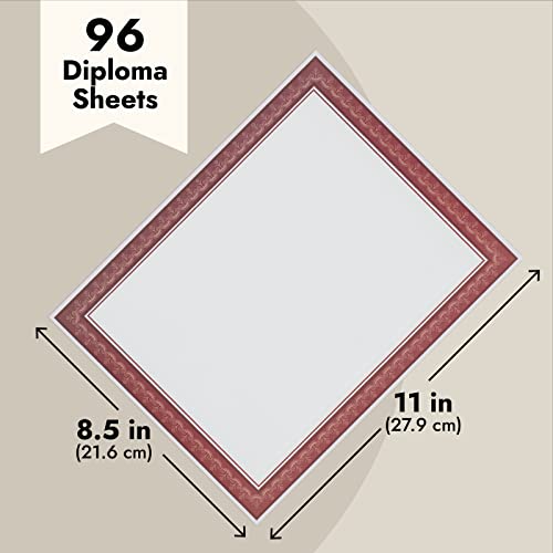96 Pack Bulk Certificate Printer Paper With Colored Borders For Diplomas, Blank Paper For Awards In 6 Assorted Colors, 8.5 X 11 In #TOP3