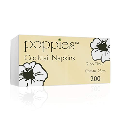 Poppies 24cm 2ply White Cocktail Napkins (200)