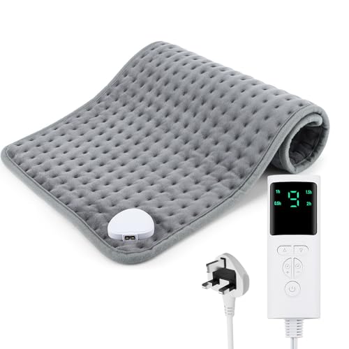 XPJBKC Electric Heat Pad, Heating Pad with 9 Temperature Levels, 4 Time Settings Heated Pad Electric Auto Shut Off, 30x60cm Electric Blanket Heat Pads for Back, Neck and Shoulder Pain Relief Keep Warm