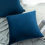 UGASA Soft Velvet Solid Square Decorative Cushion Cover Handmade Pillowcase with Hidden Zipper, 2 Pa
