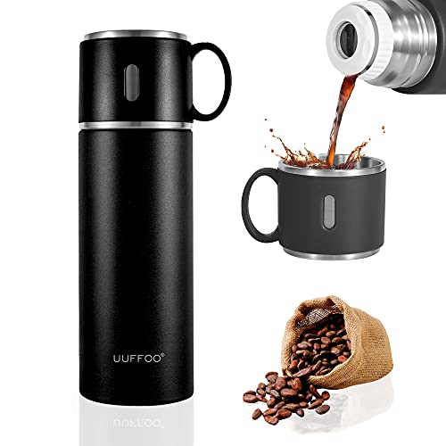 IROO Tasse à café isotherme 420 ml en acier inoxydable avec poignée, double paroi pour boissons chaudes et froides, gourde de sport pour le sport, l'extérieur, le bureau,le camping, les voyages Cover