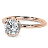 10K Solid Gold Handmade Engagement Ring 1.00 CT Cushion Cut Moissanite Diamond Solitaire Wedding/Bridal Ring for Her/Woman Perfect Ring (Rose)