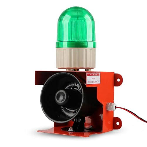 XCSCUK Industrieller Ton-/Lichtalarmsirene, 120dB Sicherheitswarnleuchte Horn-Turm, LED-Stroboskoplicht, für Fabriken und Terminals (Green 24V)