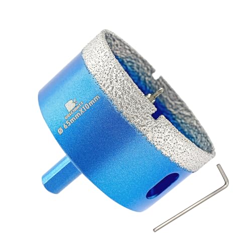 Dry Diamond Core Drill Bit with Pilot Bit - 2 1/2" inch Diamond Tile Hole Saw with Triangle Shank for Porcelain Tile Ceramic Stone Granite Marble