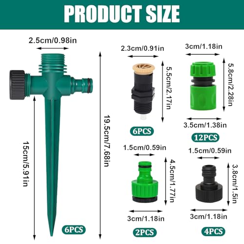 6 Stück Rasensprenger, 360°Grad Drehbarer Gartensprenger, Garten Sprinkler mit Schlauchkupplung 1/2 und Y, Multifunktion Garten Sprinkler, Gartensprenger für Bewässerungsanlagen für Rasen, Gemüse (M1)