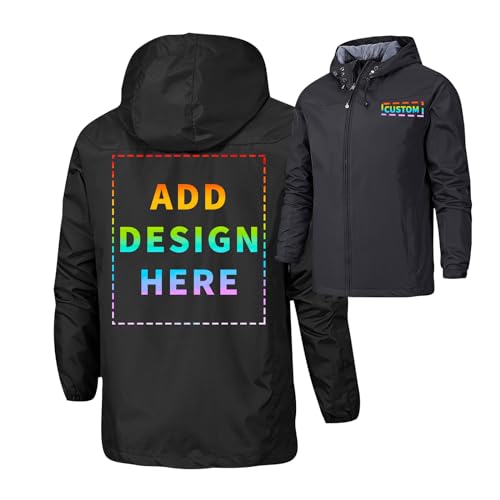 Custom Waterproof Jackets for Men Add Your Logo Outdoor Lightweight Windbreaker Hooded Coat