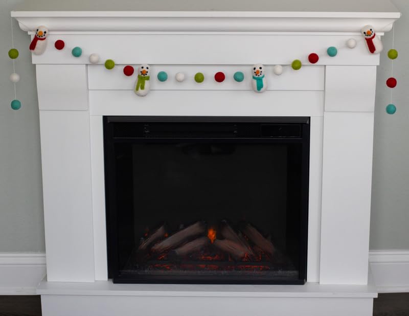 Miniatura 2 de Snowman Felt Garland- Red, Green, Turquoise- Snowmen & Felt Balls- Christmas Holiday Winter- 1" (2.5 cm) Wool Felt Balls