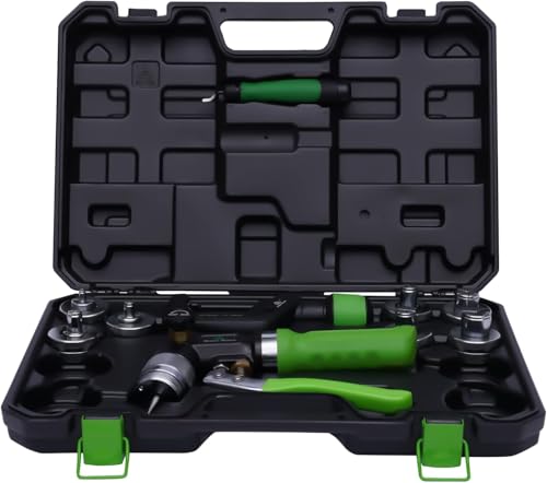 Generic Hydraulic Tube Expander Tool Swaging Tool Kit, Compact Deburring Tool With Tube Cutter, Professional High Efficient 7 Expander Heads for 3/8 to 1-1/8 Inches Copper Pipes