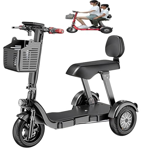 Scooters De Movilidad para Adultos, Triciclo Eléctrico para Uso Doméstico, Tamaño Pequeño, para Personas Mayores, para Recoger Y Dejar Niños, Ideal para Personas Mayores. Black,10A