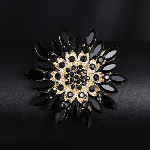Image of WCRAZYE Sunflower Brooch Pins for Women Sparkly Big Premium Rhinestone Crystal Red Flower Bouquets Lapels Brooch Elegant Clothing Skirt Hat Bag Accessories for Teen Girls