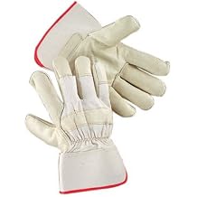Radnor X-Large Premium Grain Cowhide Leather Palm Gloves With Safety Cuff, Natural White Canvas Back And Wing Thumb