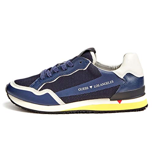 GUESS Chaze Scarpe Da Ginnastica Uomo: Sneaker Alla Moda, Navy/Bianco/Giallo, Suola Platform, 42 EU - 4