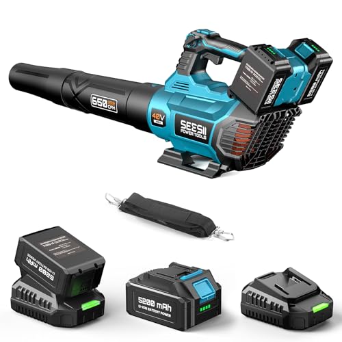 SEESII Leaf Blower Cordless 40V, 650 CFM&160 MPH, Brushless Electric Blower