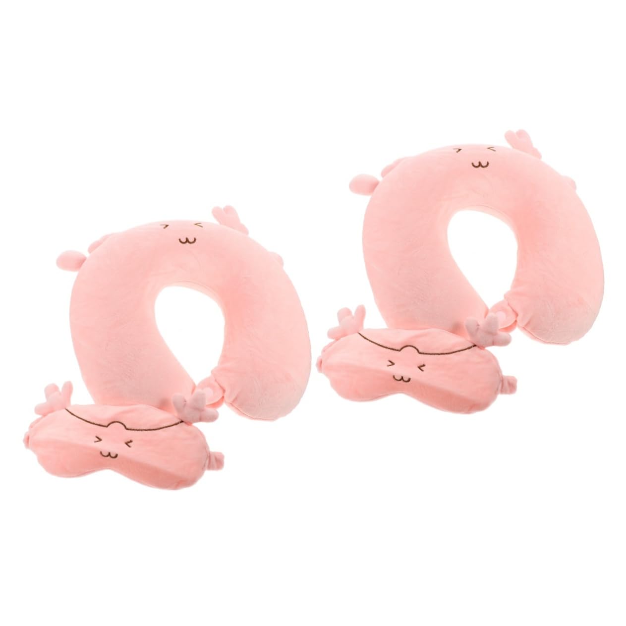 TOPBATHY 2juegos Cojín De Viaje para Niña u Cervical Portátil con Diseño De Caricatura para Siestas y Viajes Soporte para Cuello Pastel