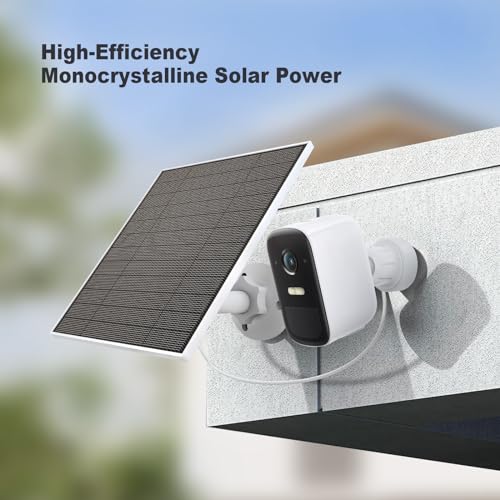 Image of Solar Panel for Eufy Camera, 5W Solar Panel Compatible with Eufycam 3 /3C /2 /2 Pro /2C /2C Pro /E /E20 /E40 /L20 /L40, Solar Charger for Eufy Camera with USB-C Port, Micro USB Adapter, IP65 Waterproof