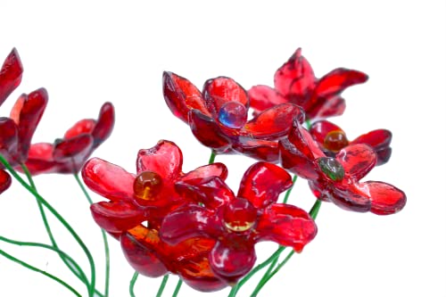 Resin Long-Stem Artificial Red Flowers Bouquet 7 Pc, Plant Lover Gift, Plant Decorations For Pots And Vases #TOP4