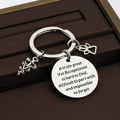 Image of CENWA Vet Receptionist Gift A Truly Great Vet Receptionist is Hard to Find Keychain Veterinary Assistant Vet Nurse Gift