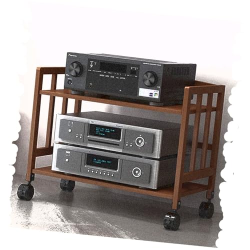 Soportes de Altavoz Soporte móvil para Reproductor de CD, de 2 Niveles, Estilo Vintage, para Reproductor de CD de 19,6, 23,6, 27,5 y 31,5 Pulgadas de Ancho y Altura Ajustable (50 cm/19,6 Pulgadas, 77