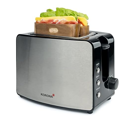 Korona 21250 Tostadora de doble ranura | Con 4 bolsas para tostar sándwiches con relleno | Para tostar sándwiches americanos | 850 vatios