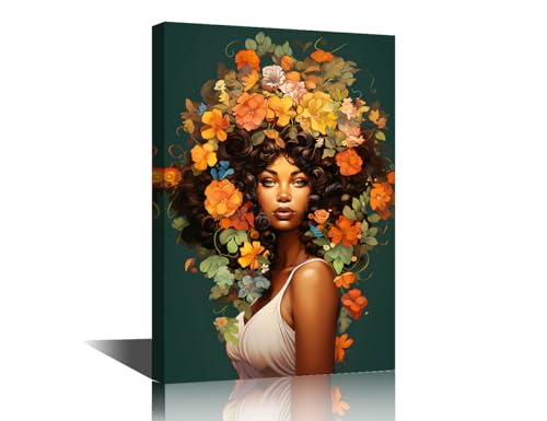 Peinture femme afro-américaine fleurs une œuvre inspirante pour votre foyer
