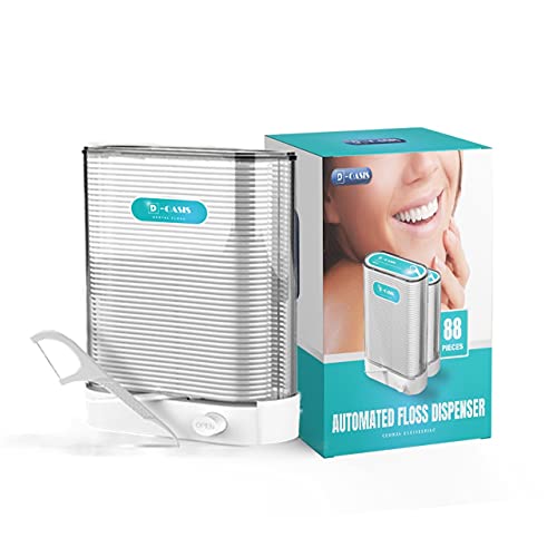 D-Oasis Paquete de 88 palillos de hilo dental automatizados, ecológicos con dispensador portátil, barras de hilo dental delgadas resistentes a las trituraciones, eliminan la placa oral y la caries,