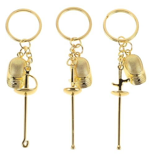 Porte-clés d'escrime en alliage de zinc doré pour passionnés de sport