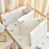 Aocase Kinderbett Rausfallschutz, Stoßfester Schutzgitter mit Randschutz & Spannbettlaken, Superdicker Antikollisions-Schutz für Babybett,N01,180×28cm