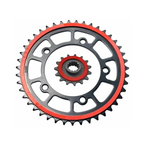 Pignon 520 15 dents et couronne 43 dents rouge pour moto 500 X