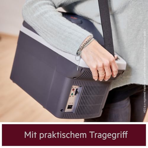 AEG Automotive Board-Bar BK 16 Thermoelektrische Kühl- und Warmhaltebox 16 Liter, 12 Volt für Auto und Steckdose, anschnallbar im PKW