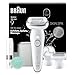 Braun Silk·épil 9 SkinSpa Epilator, All-in-One Set, Electric Hair Remover with Pivoting Head, Wet & Dry Lady Shaver, with Exfoliation Brush, Massage Pad and Grooming Attachments, Silver 9-381