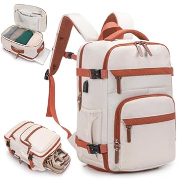 Mochila de Viagem Feminina Com Grande Capacidade Negócio Escolar Impermeável e Resistente Nylon 14-15,6 Polegadas Saco de Laptop Interface de Carregamento USB Multifuncional (Branco)