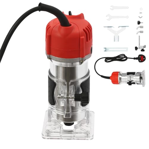 DAOHHFO Wood Trimmer, 220V Electric Hand Trimmer, 800W Hand Held Woodwork Routers 30000RPM Router Table 6.35MM Electric Wood Hand Trimmer Laminator Router Table, for DIY Woodworking