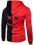 WIEAYUMEI Unisxe - Sudadera con capucha para hombre y mujer, con cremallera completa, cara de sonrisa, manga larga, con capucha, estilo patchwork, entallada