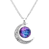 collar de lactancia  Collar Cadena Ajustable Colgante Luna Creciente Joyería Regalo para Mujer Moda Color Plata # 10