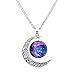Collar Cadena Ajustable Colgante Luna Creciente Joyería Regalo para Mujer Moda Color Plata # 10