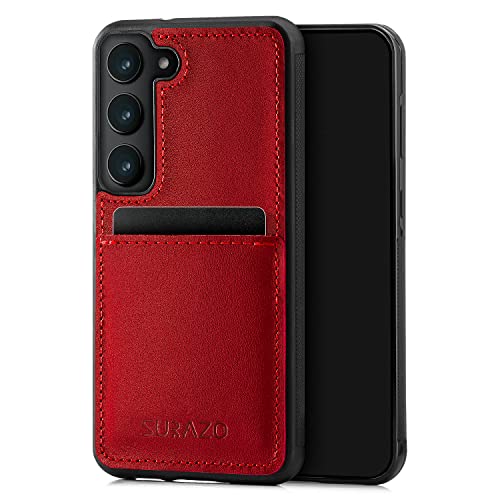 Coque en cuir véritable pour Samsung S23 rouge vintage