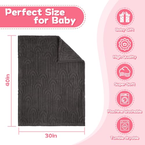 Image of Ultra Soft Fleece Baby Blanket,Swaddle & Receiving Blankets for Newborn Infant,Nursery Blanket for Crib for Boys & Girls Rainbow 30 inchx40 inch Gray