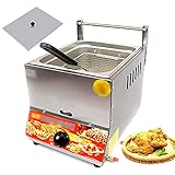 Freidora De Gas Profunda De Encimera Comercial De 10 L Con Cesta Y Tapa, Freidora De Acero Inoxidable Para Freír Papas Fritas, Freidora Rápida Grande Individual Para Restaurante, Hogar, Cocina