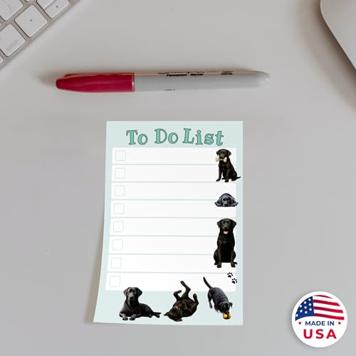 Image of DAILY RITMO Black Lab Sticky to-Do List - Labrador Retriever Gift for Men and Women | Dog Lover Gifts | Office School Supply Sticky Notes 4 inchx6 inch 50 Pages