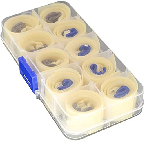 DFWY G20210801 - 10 bandas elásticas de látex natural con caja para catapultas de caza (forma del artículo: 0,65 mm de grosor)